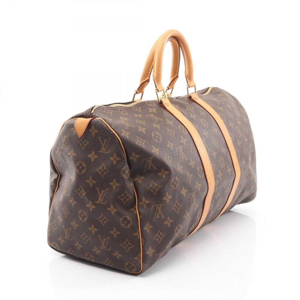 Louis Vuitton Keepall Boston Bag Canvas Leather Monogram Brown